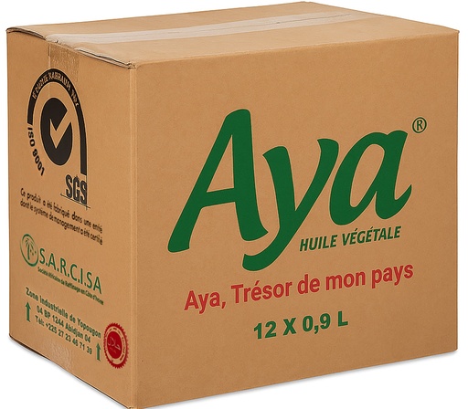 CARTON D'HUILE AYA DE 0,9 L